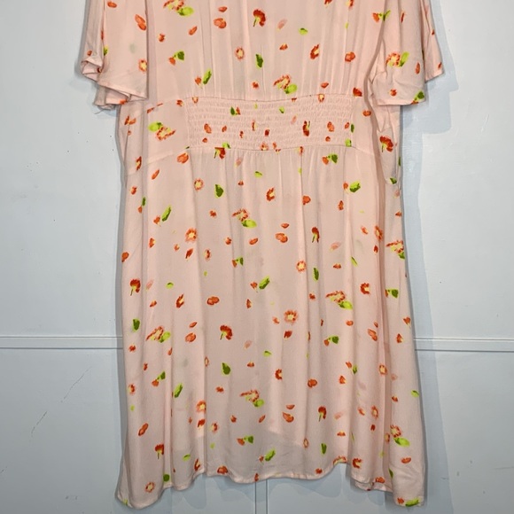 BP Easy Floral Print Button Front Skater Minidress Pink Women's Plus Size Dress - Picture 7 of 11